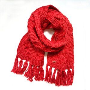 NWOT: SEEBERGER Cable-Knit Scarf, Red